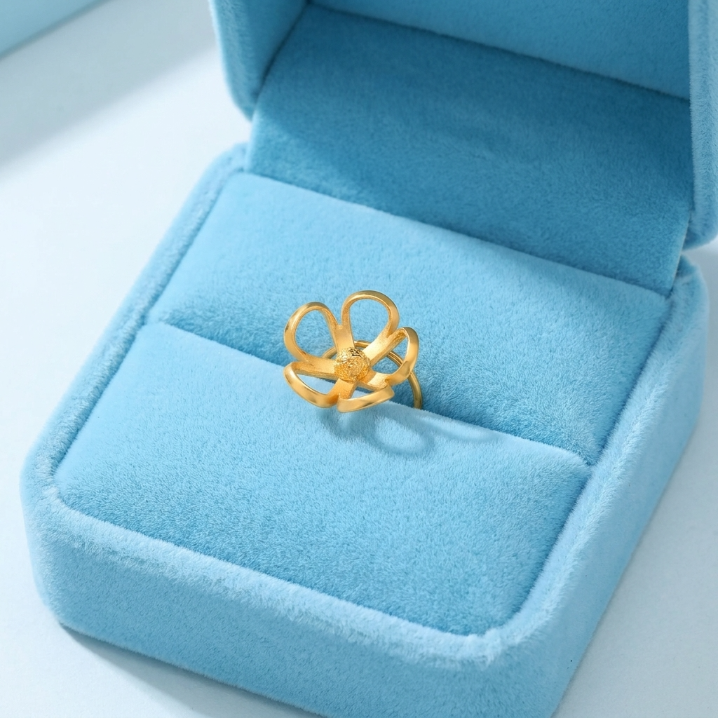 Minimalist Floral Openwork Nose Pin – 925 Sterling Silver Yellow Plated
