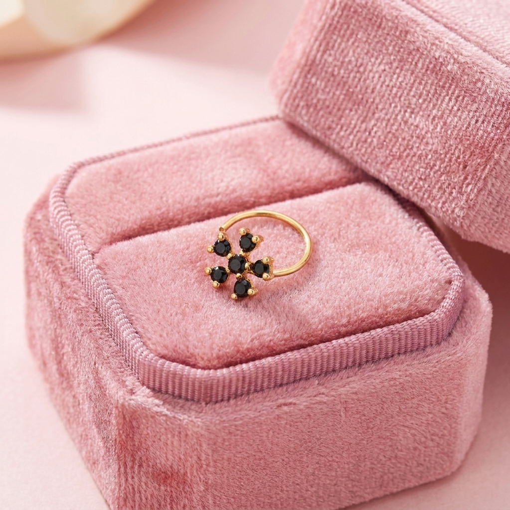 Multi Stone Nose Floral Nose pin – Gold Plated 925 Sterling Silver