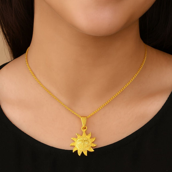 Sun Face Pendant - Sterling Silver