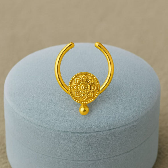 Floral Mandala Septum Nose Pin – Sterling Silver Gold Plated