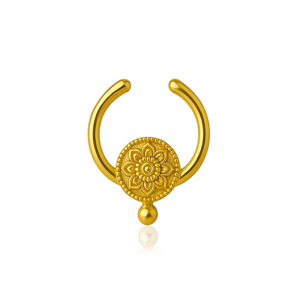 Floral Mandala Septum Nose Pin – Sterling Silver Gold Plated