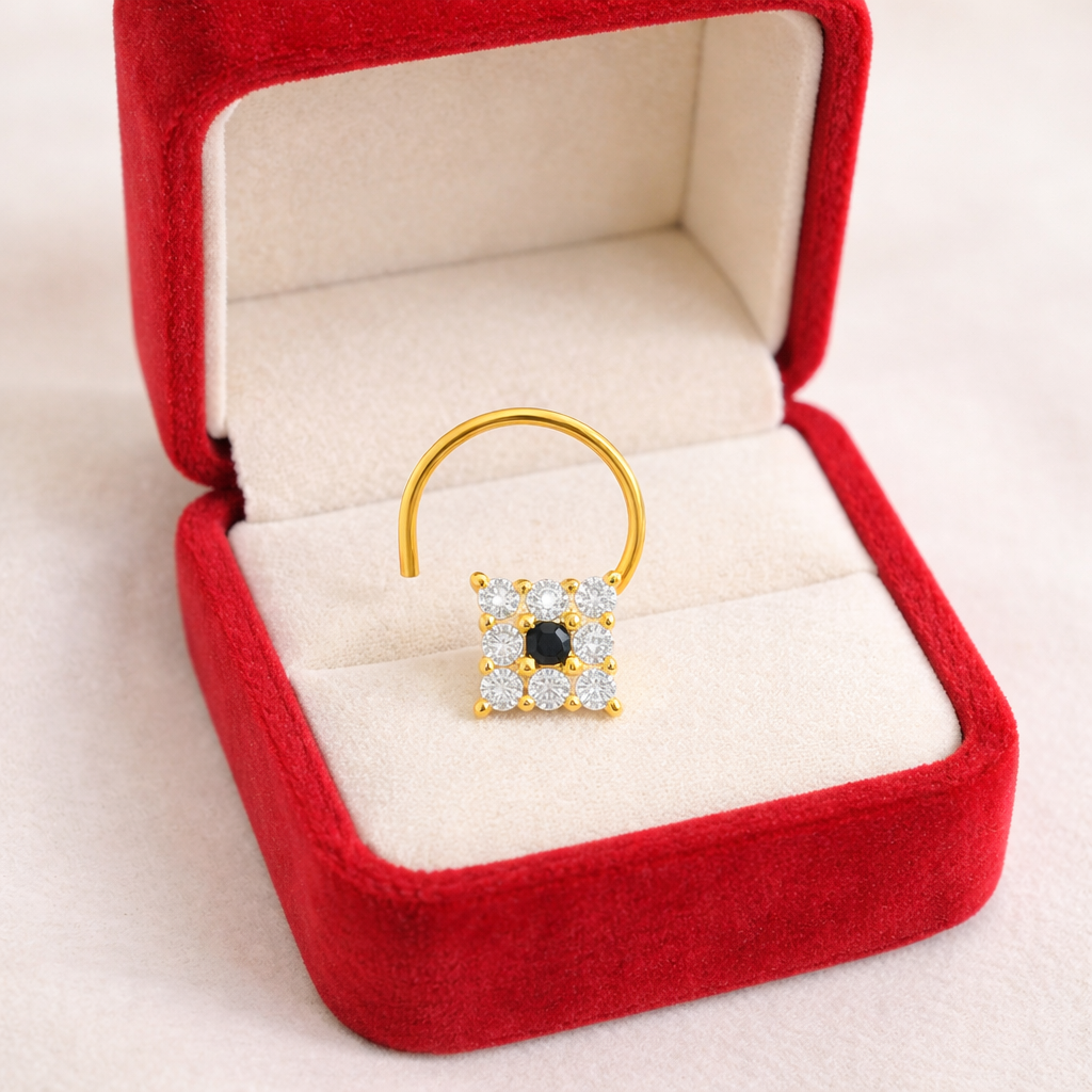 Multi Stone Minimal Cluster Nose Pin - Gold Plated 925 Silver