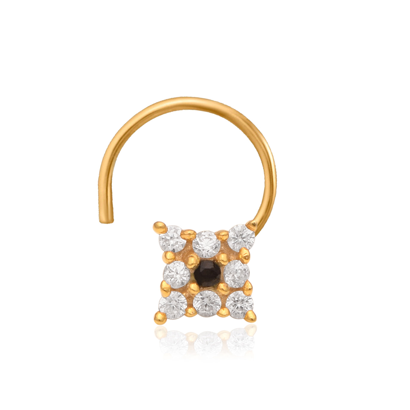 Multi Stone Minimal Cluster Nose Pin - Gold Plated 925 Silver