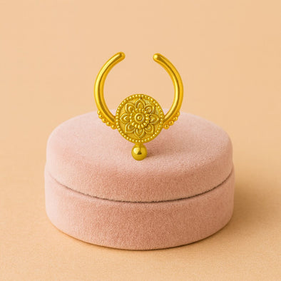 Floral Beaded Mandala Septum Nose Pin – Sterling Silver Gold Plated