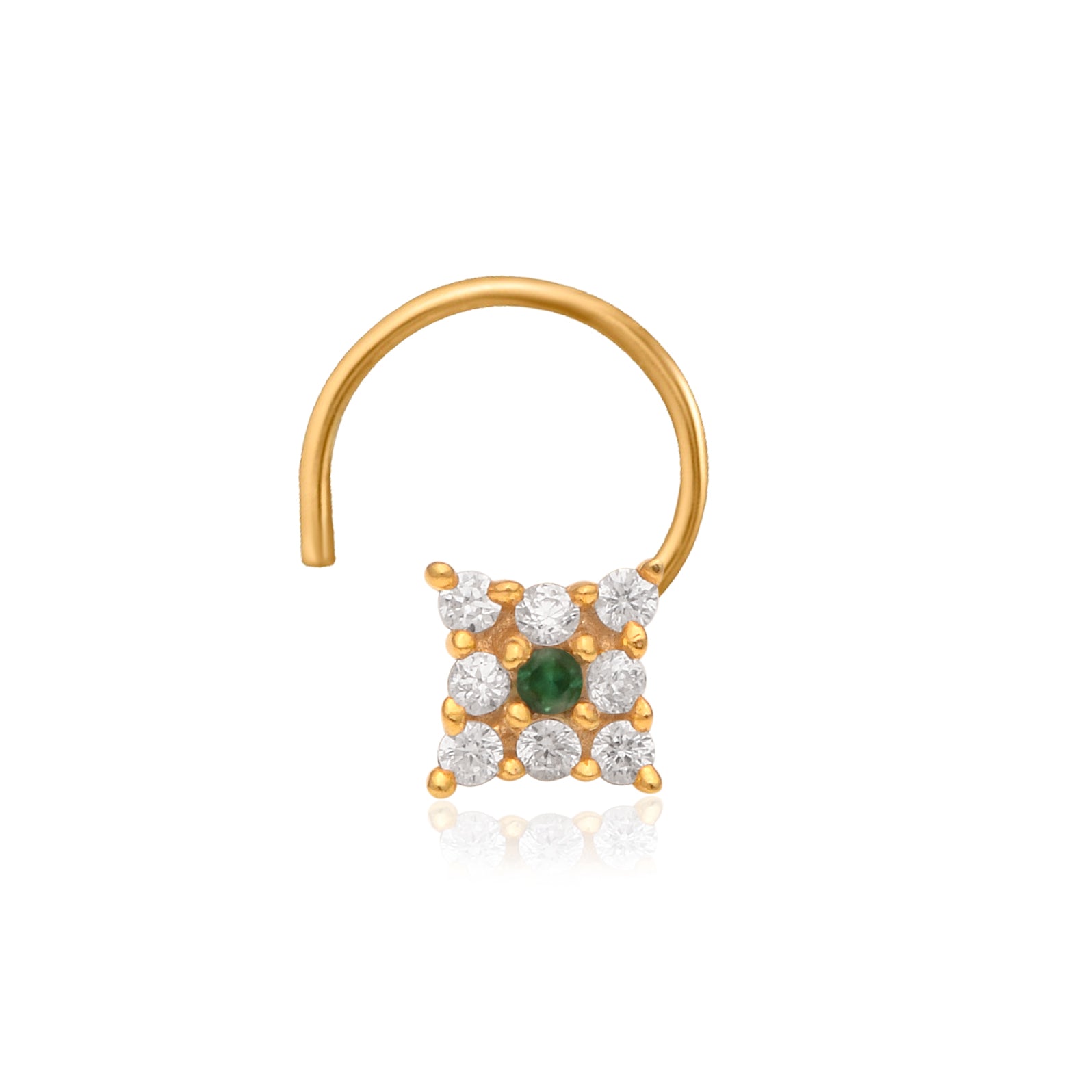 Multi Stone Minimal Cluster Nose Pin - Gold Plated 925 Silver