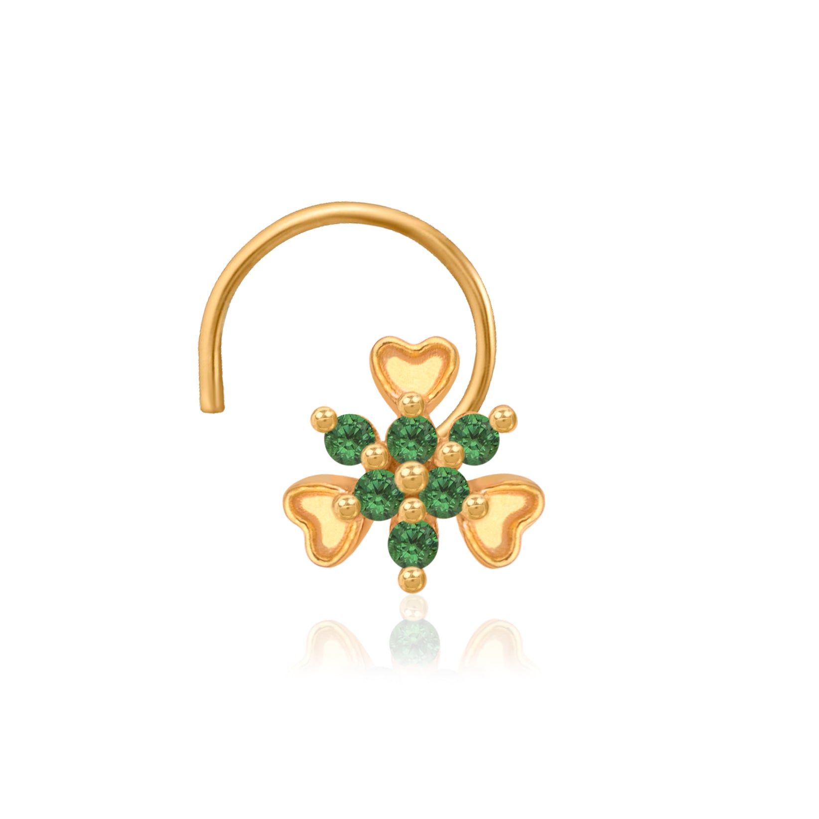925 Sterling Silver Multi Stone Nose Pin – Gold Plated 925 Silver