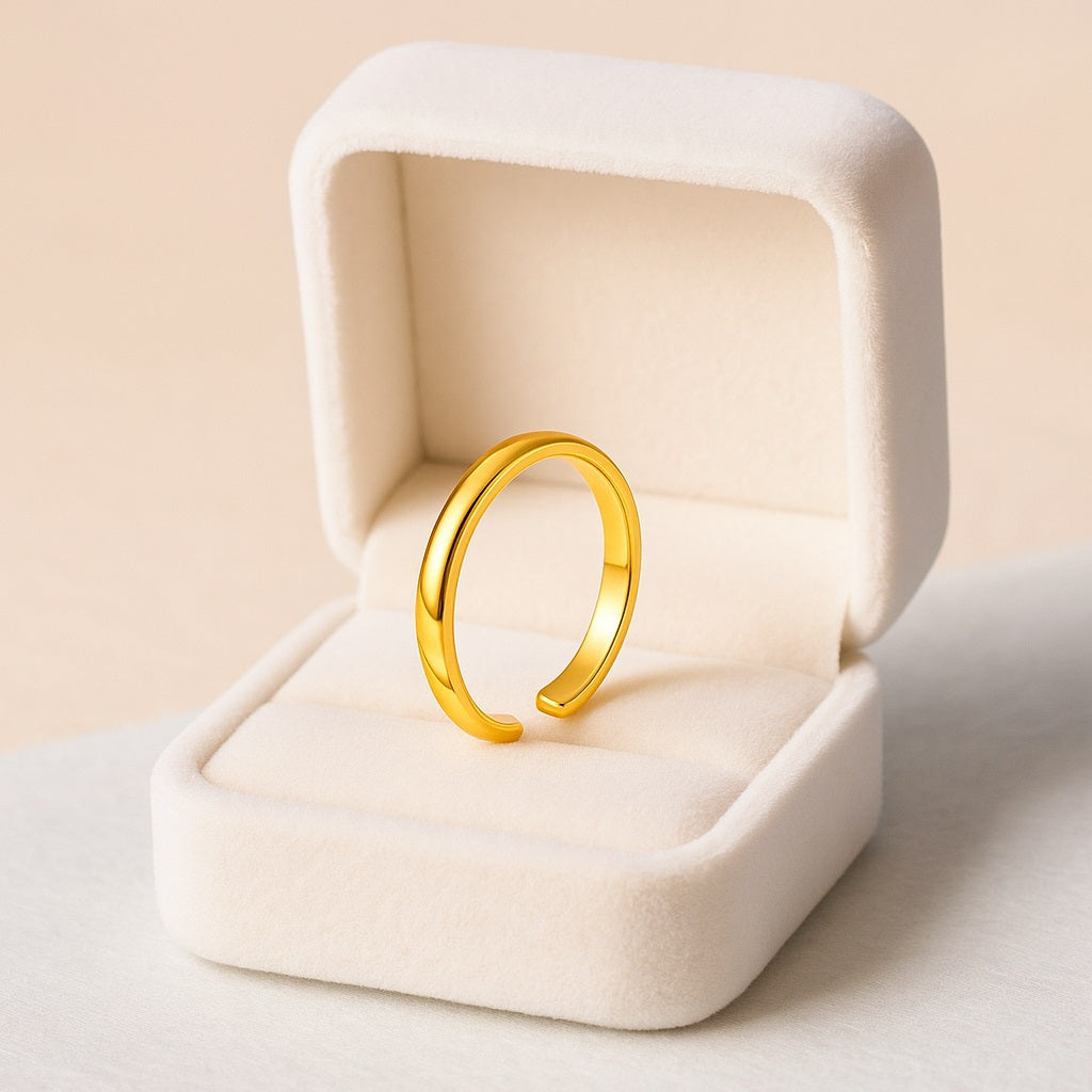 Adjustable Yellow Gold-Plated Plain Toe Ring - Sterling Silver