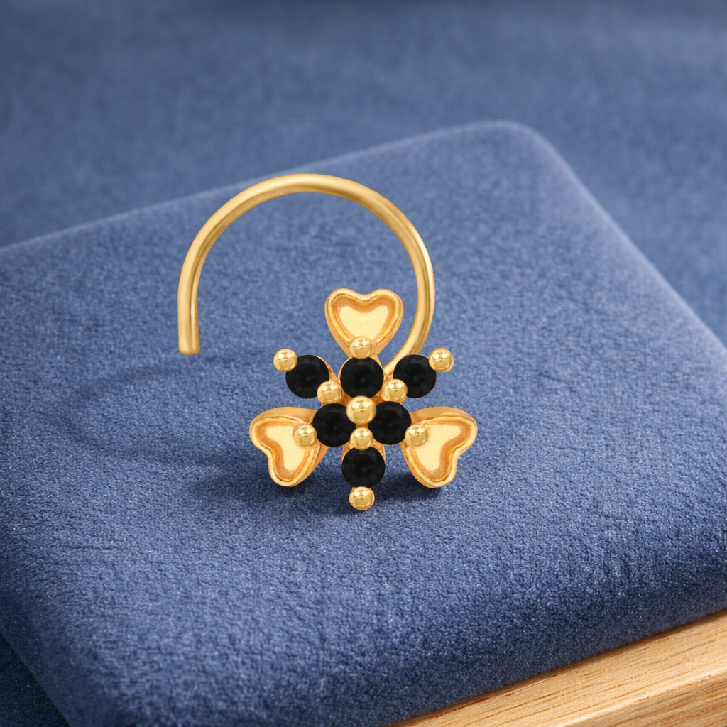 925 Sterling Silver Multi Stone Nose Pin – Gold Plated 925 Silver