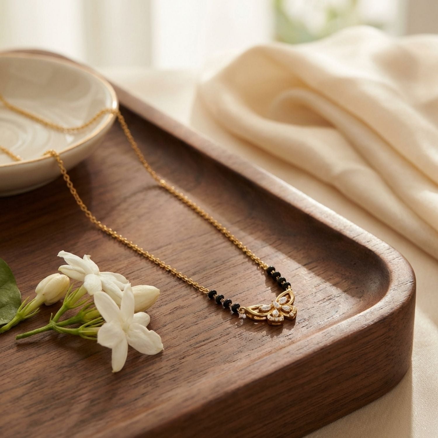 Butterfly Motif Mangalsutra – Sterling Silver Gold Plated