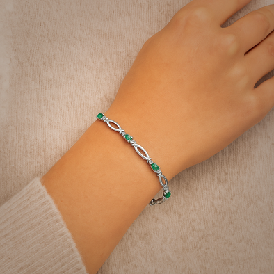 Emerald Tennis Bracelet – 925 Sterling Silver
