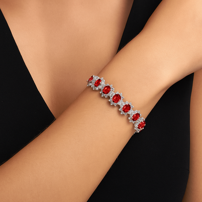 Garnet Tennis Bracelet – 925 Sterling Silver