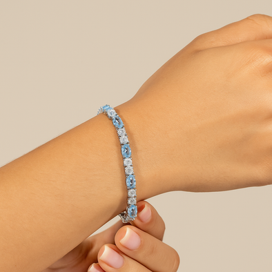 Blue Topaz Tennis Bracelet – 925 Sterling Silver