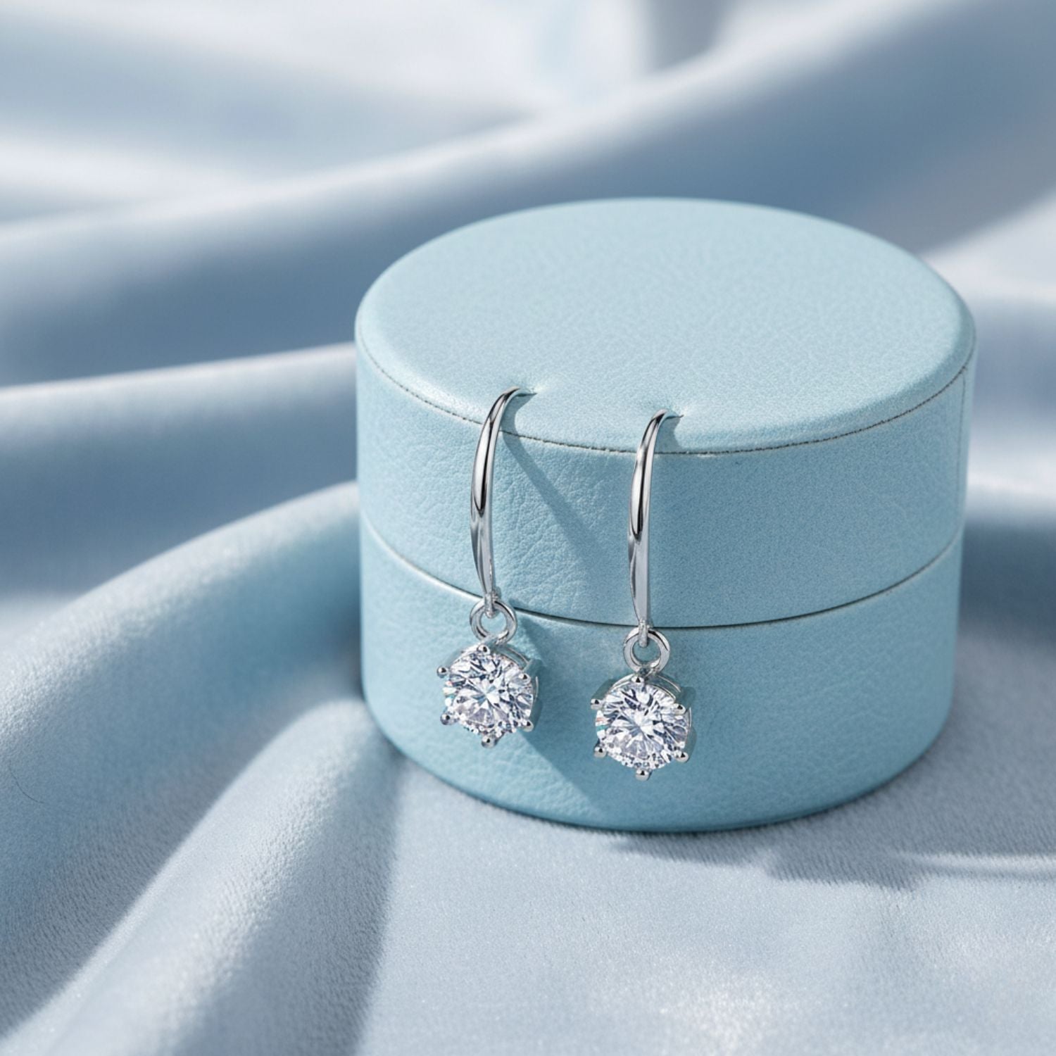 White Cubic Zirconia Drop Earrings - Sterling Silver
