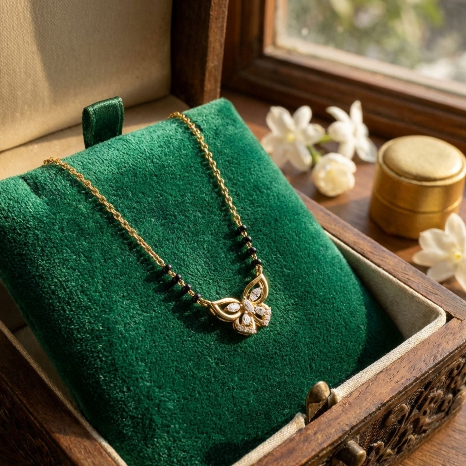 Butterfly Motif Mangalsutra – Sterling Silver Gold Plated