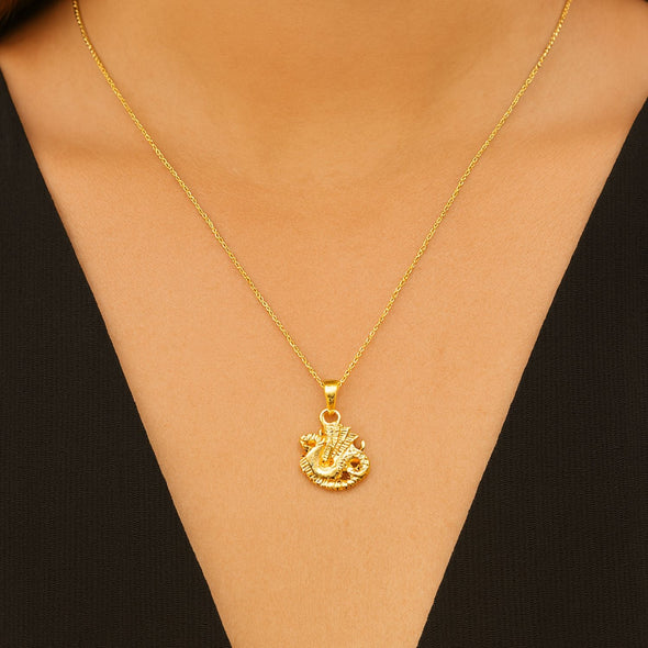 Gold Plated Dragon Pendant - Sterling Silver