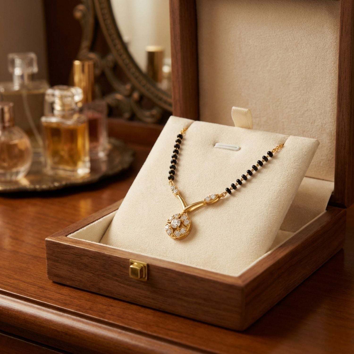 Floral Mangalsutra – Sterling Silver Gold Plated