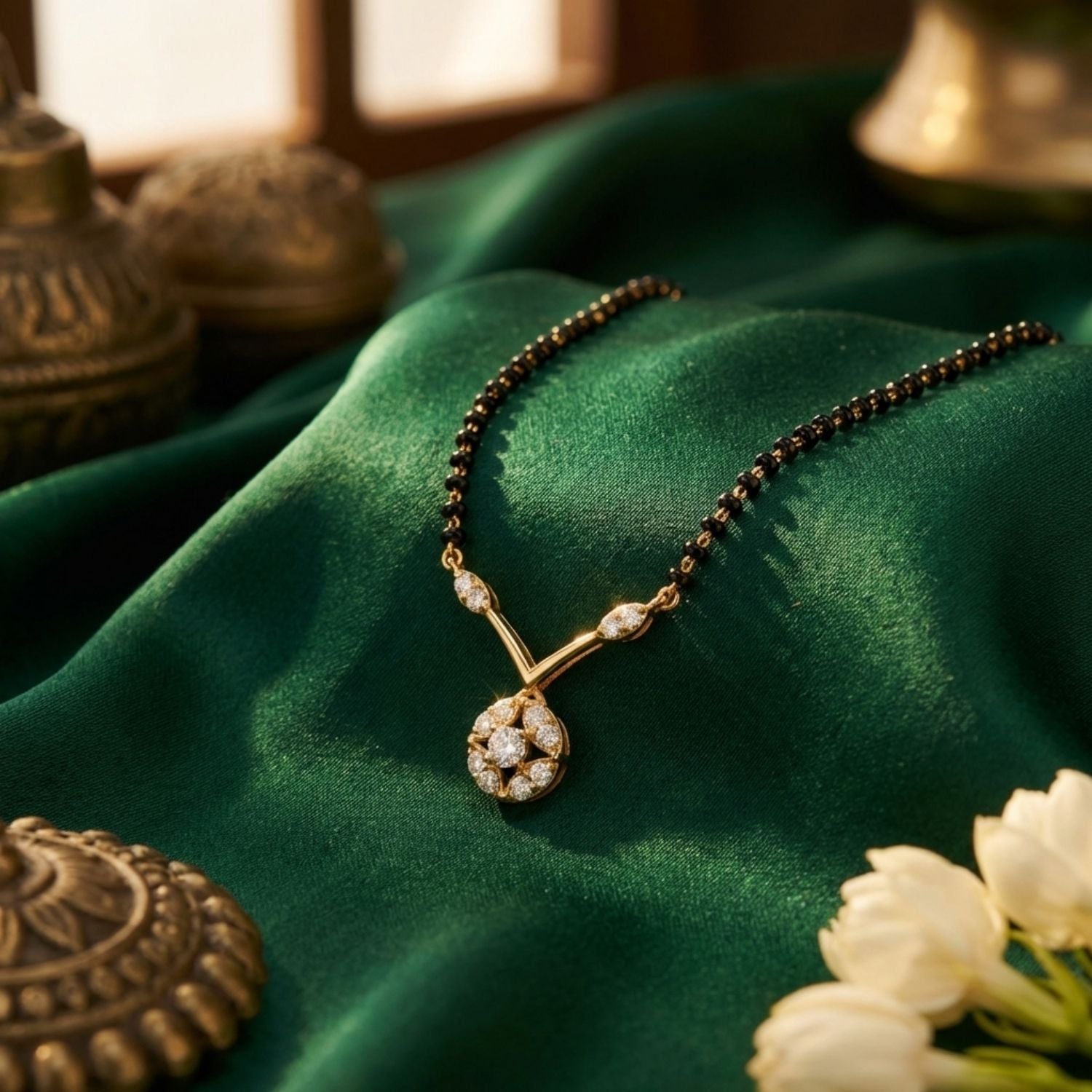 Floral Mangalsutra – Sterling Silver Gold Plated