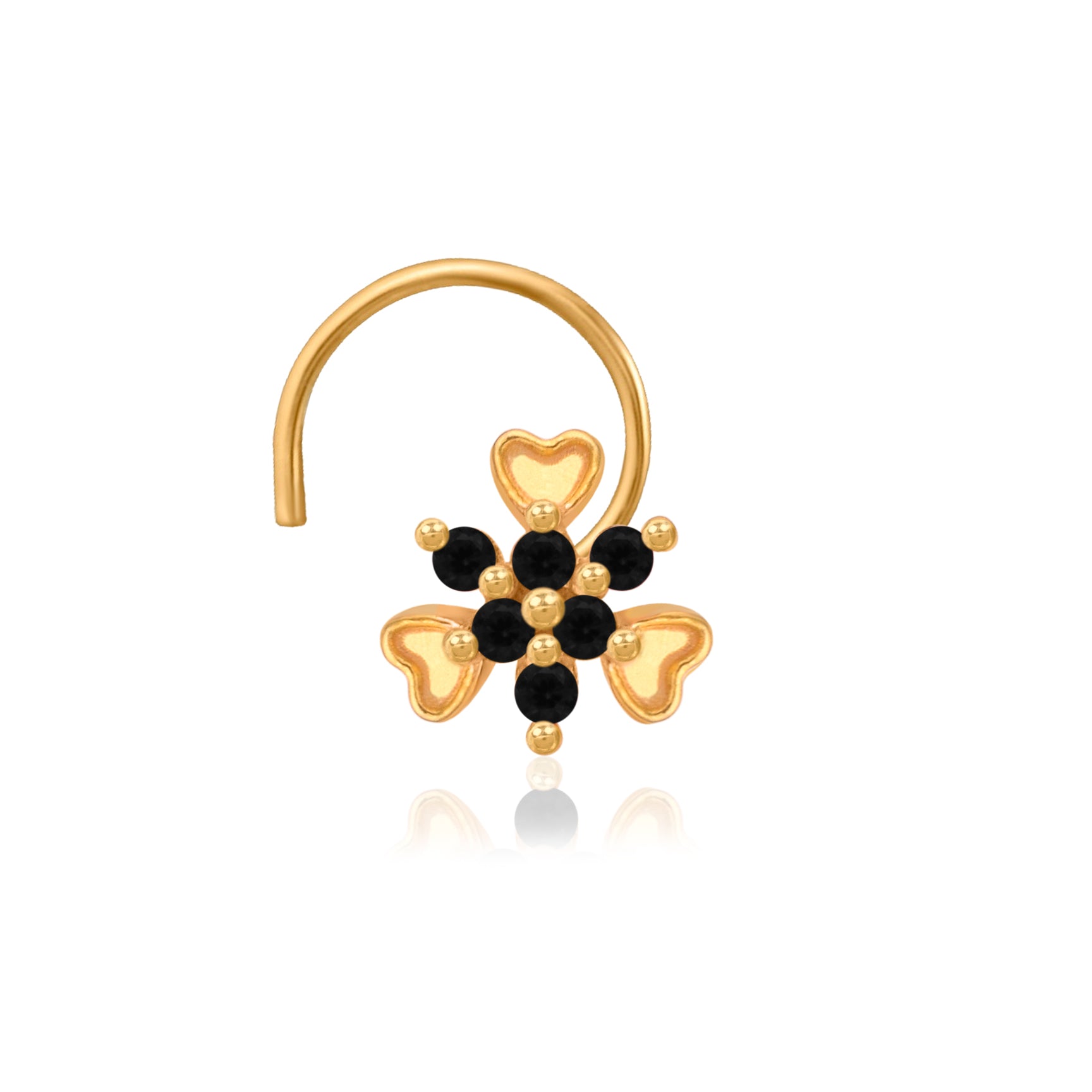 925 Sterling Silver Multi Stone Nose Pin – Gold Plated 925 Silver