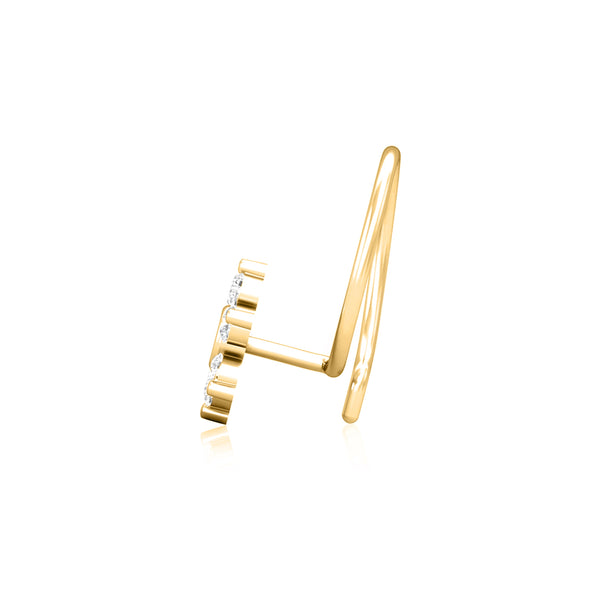 White CZ & Green Emerald Accent Nose Pin - Sterling Silver Gold Plated