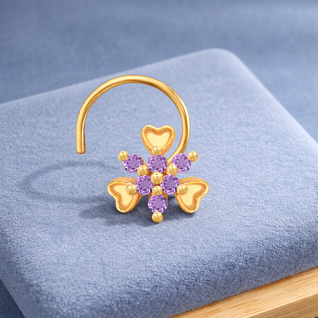 925 Sterling Silver Multi Stone Nose Pin – Gold Plated 925 Silver