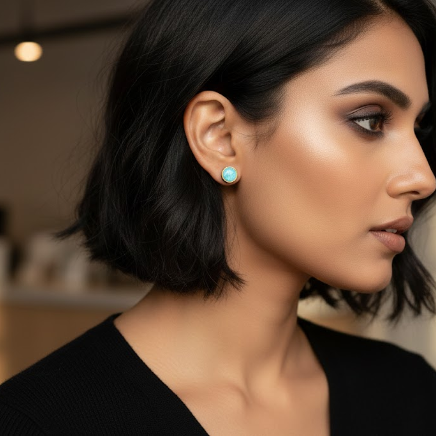 Opal Round Screw-Back Stud Earrings – Sterling Silver Gold Plated