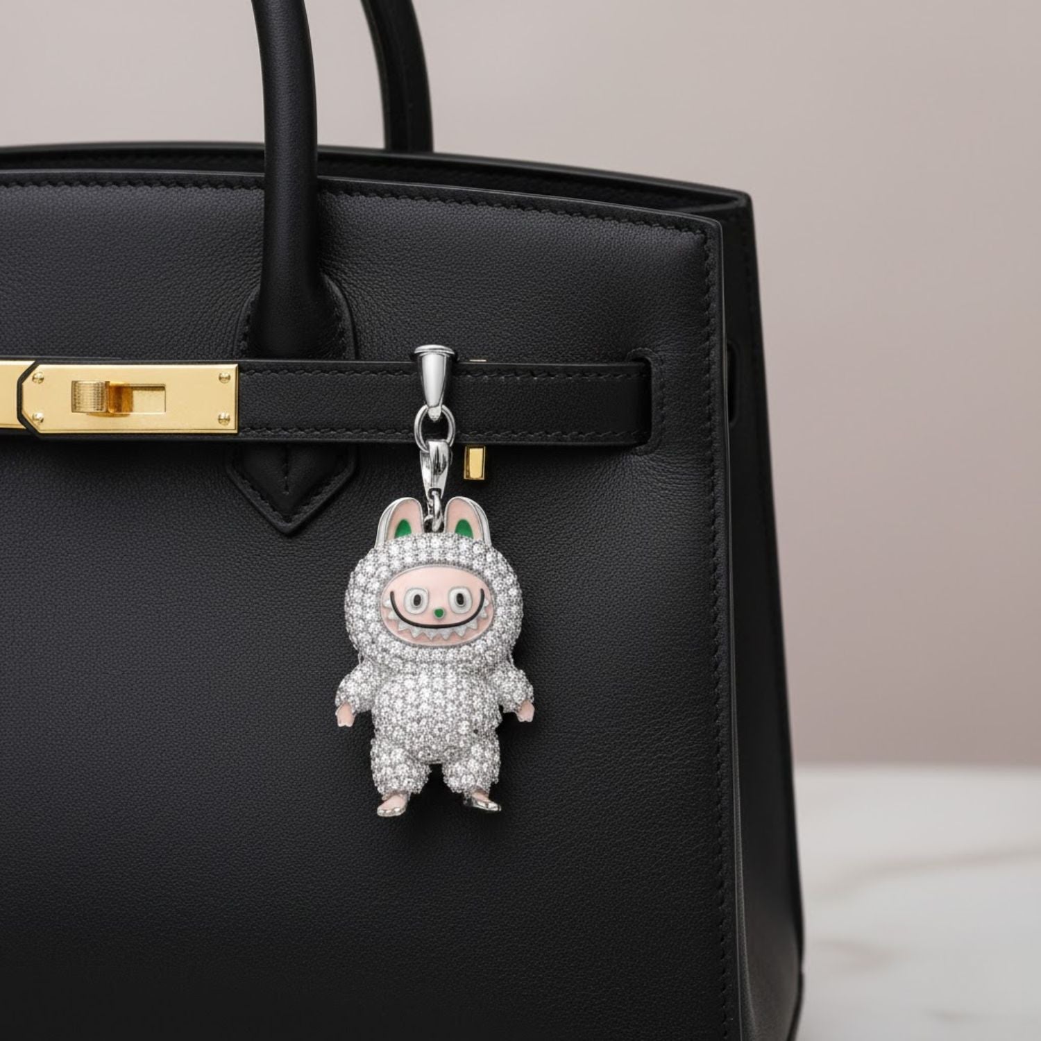 White CZ Labubu Doll Charms - Sterling Silver