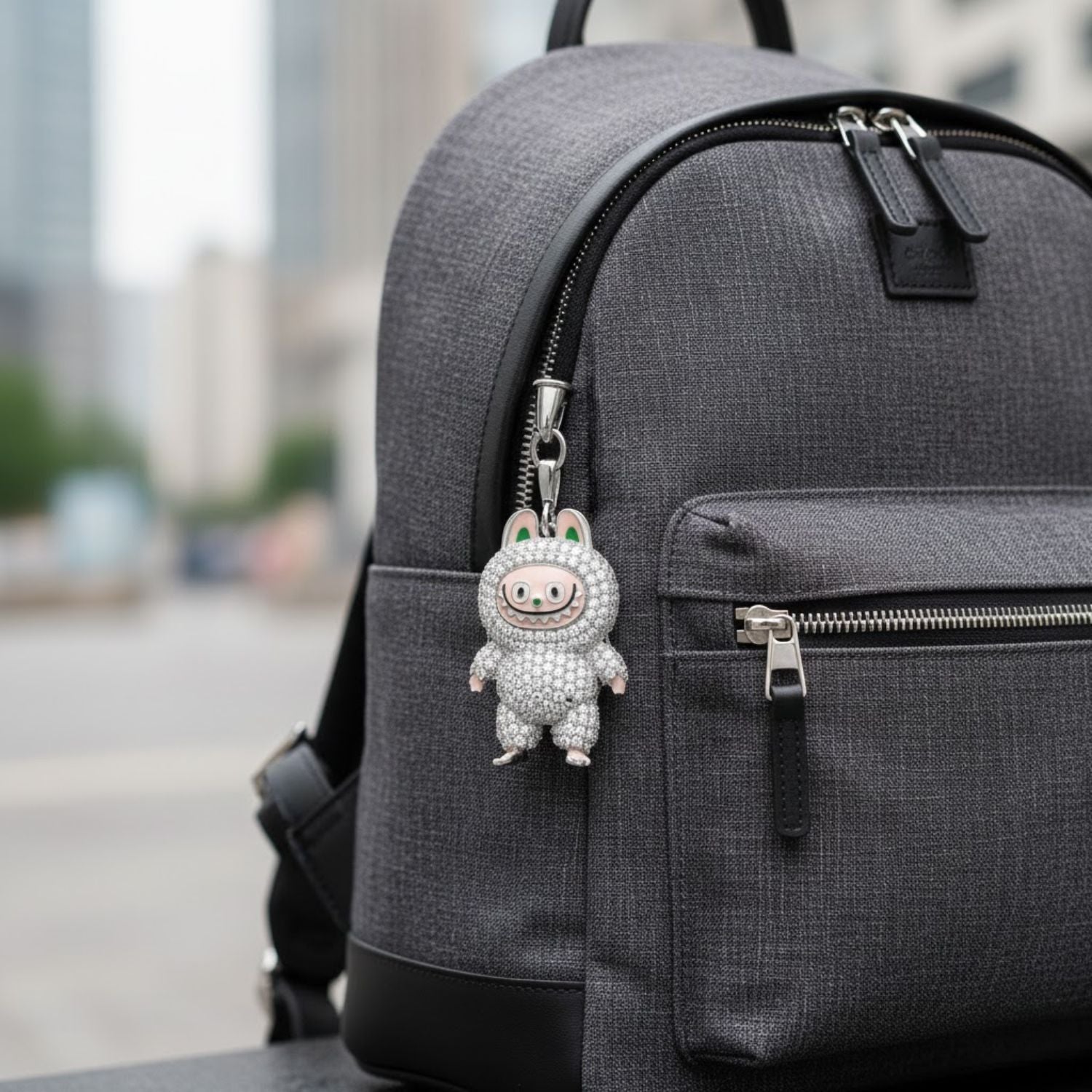 White CZ Labubu Doll Charms - Sterling Silver