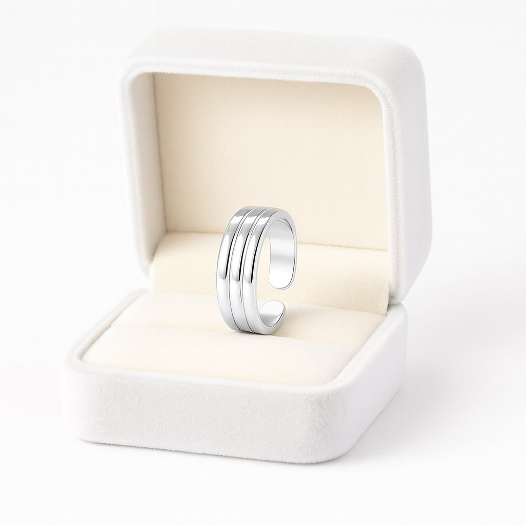 Adjustable Triple Line Toe Ring - Sterling Silver