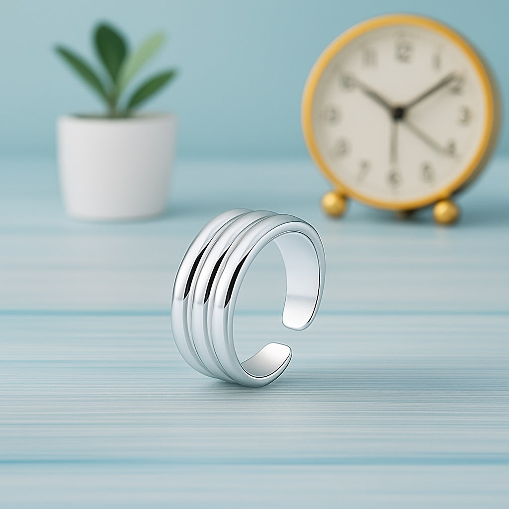 Adjustable Triple Line Toe Ring - Sterling Silver