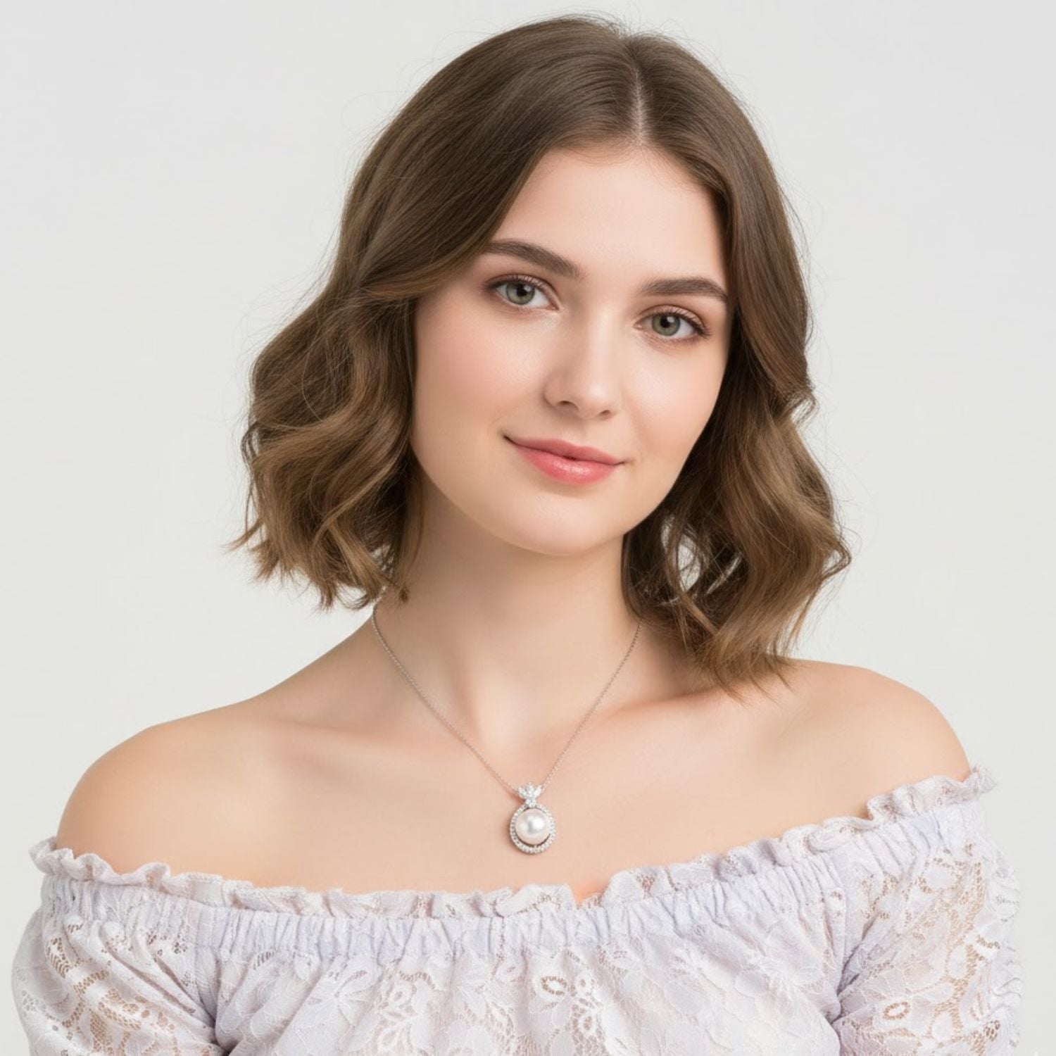 Pearl Floral Halo Necklace – Sterling Silver