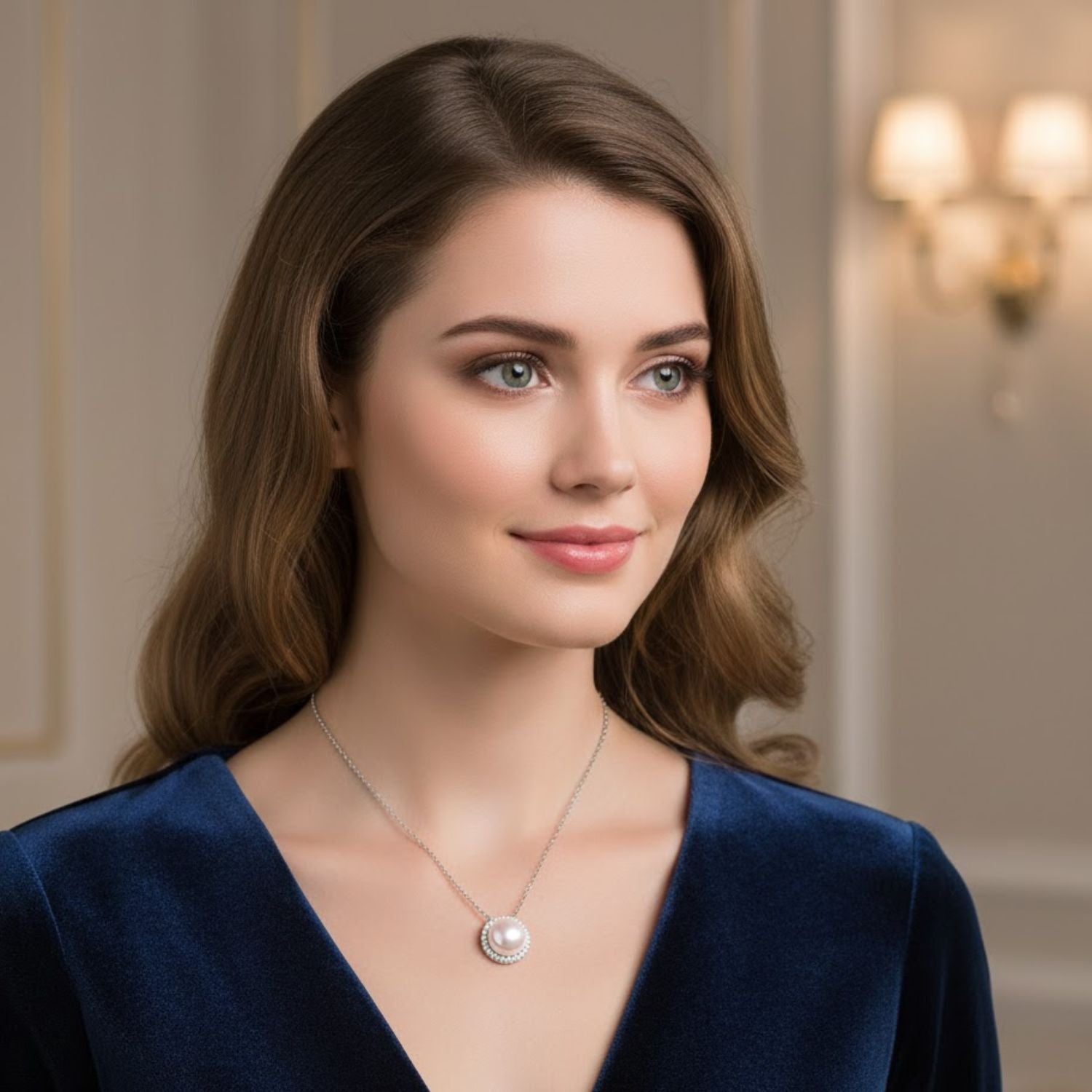 Pearl Halo Necklace – Sterling Silver