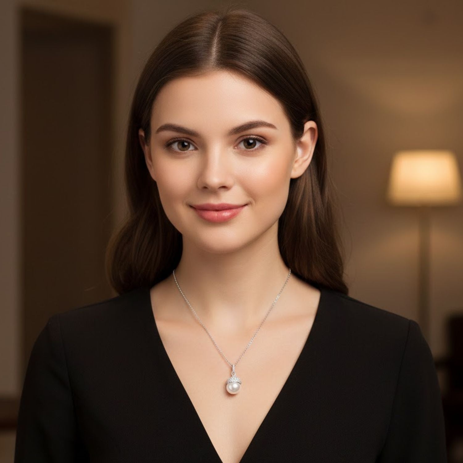 Pearl Dome Cap Necklace – Sterling Silver