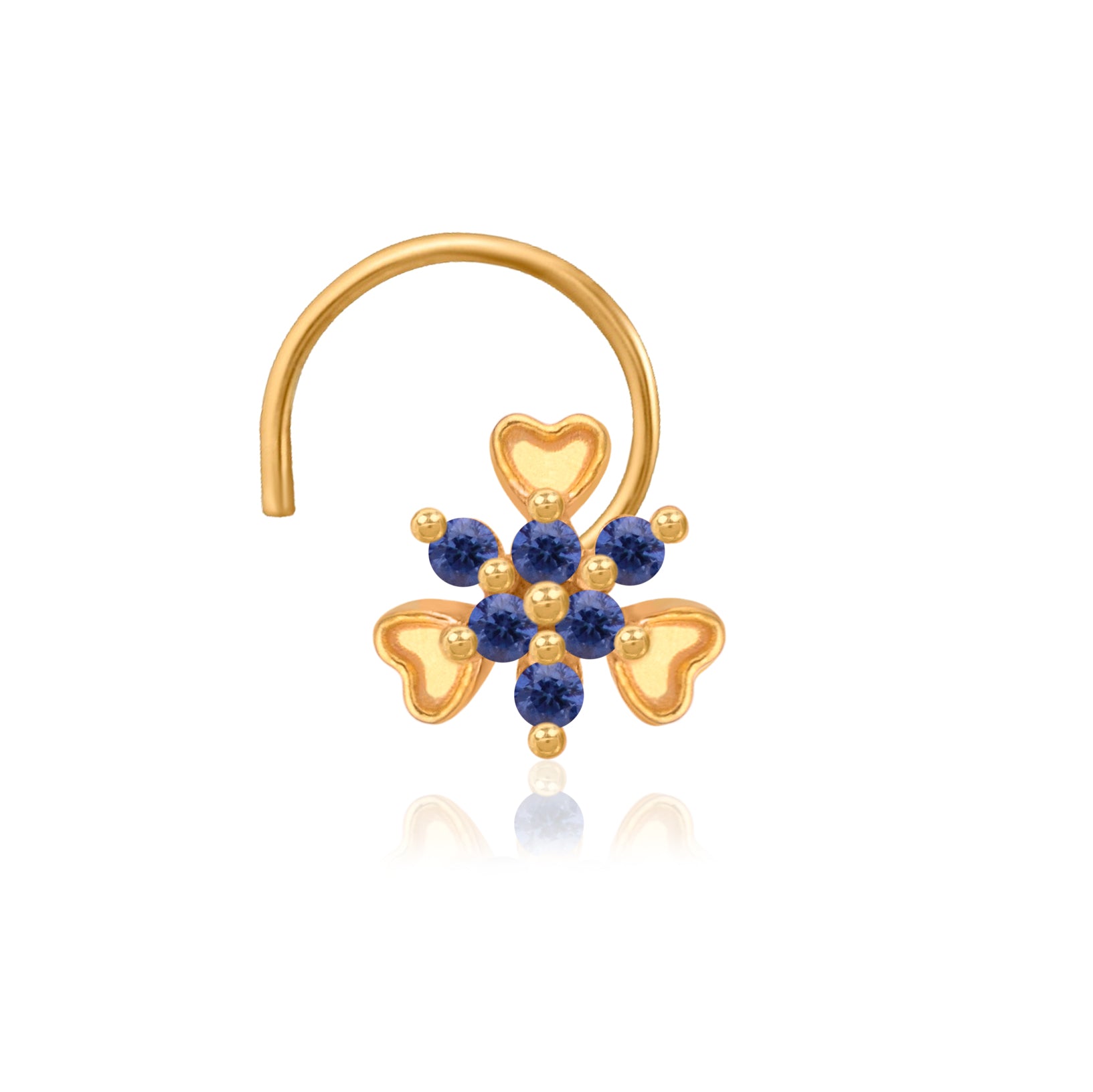 925 Sterling Silver Multi Stone Nose Pin – Gold Plated 925 Silver