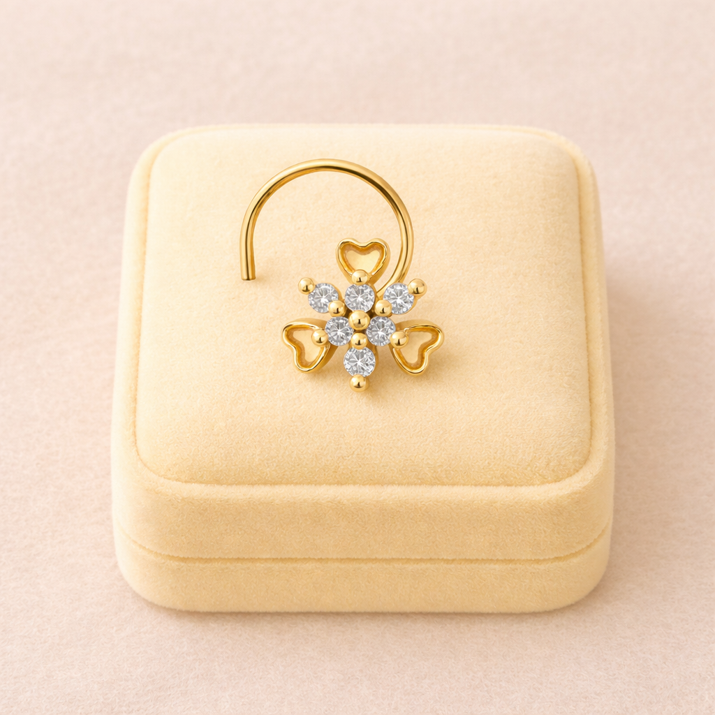 925 Sterling Silver Multi Stone Nose Pin – Gold Plated 925 Silver