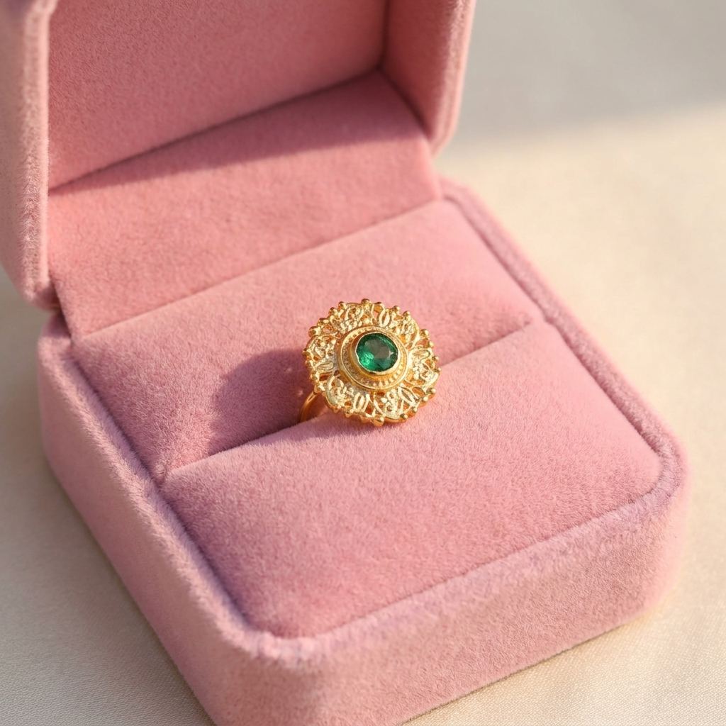 Multi Stone Vintage Floral Filigree Nose Pin – Gold Plated 925 Sterling Silver
