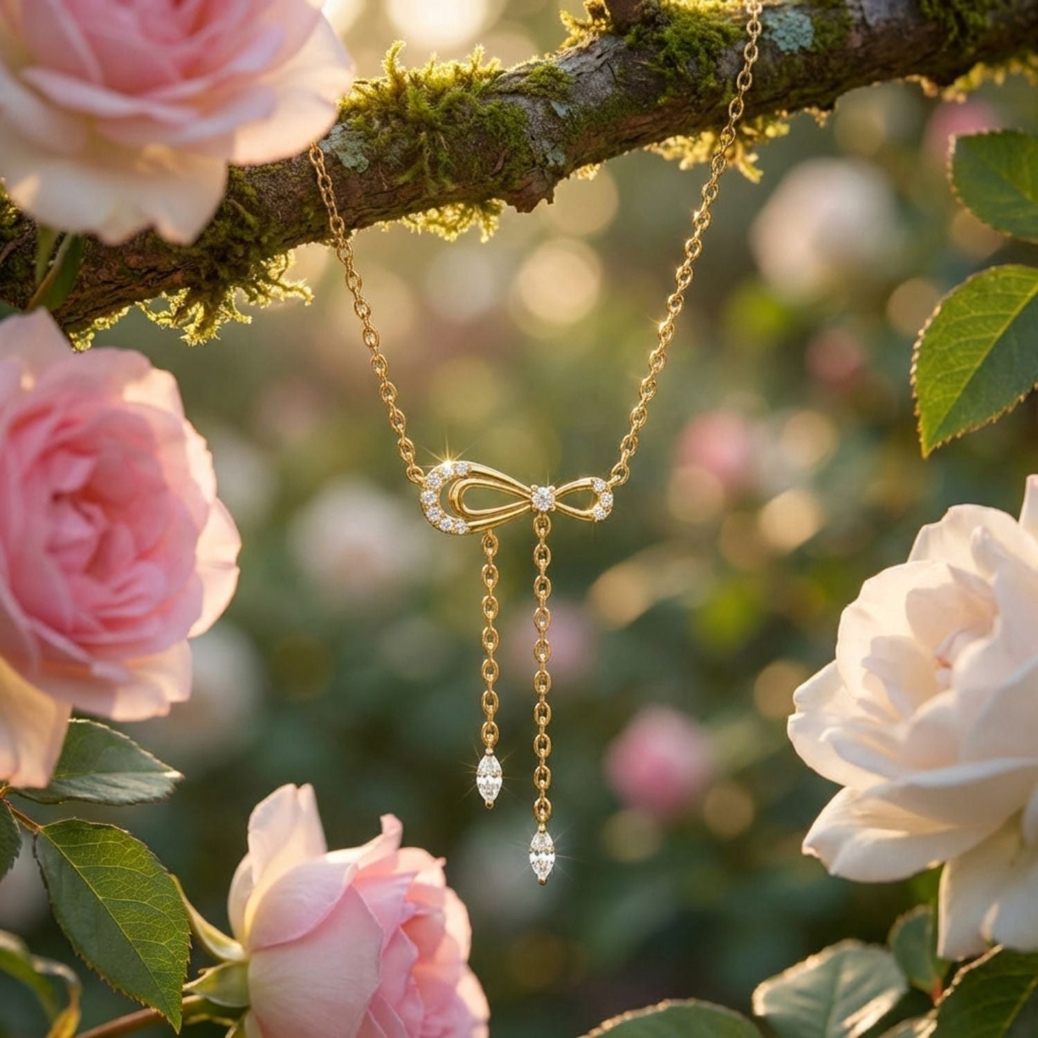 Bow Knot Drops Mangalsutra – Sterling Silver Gold Plated