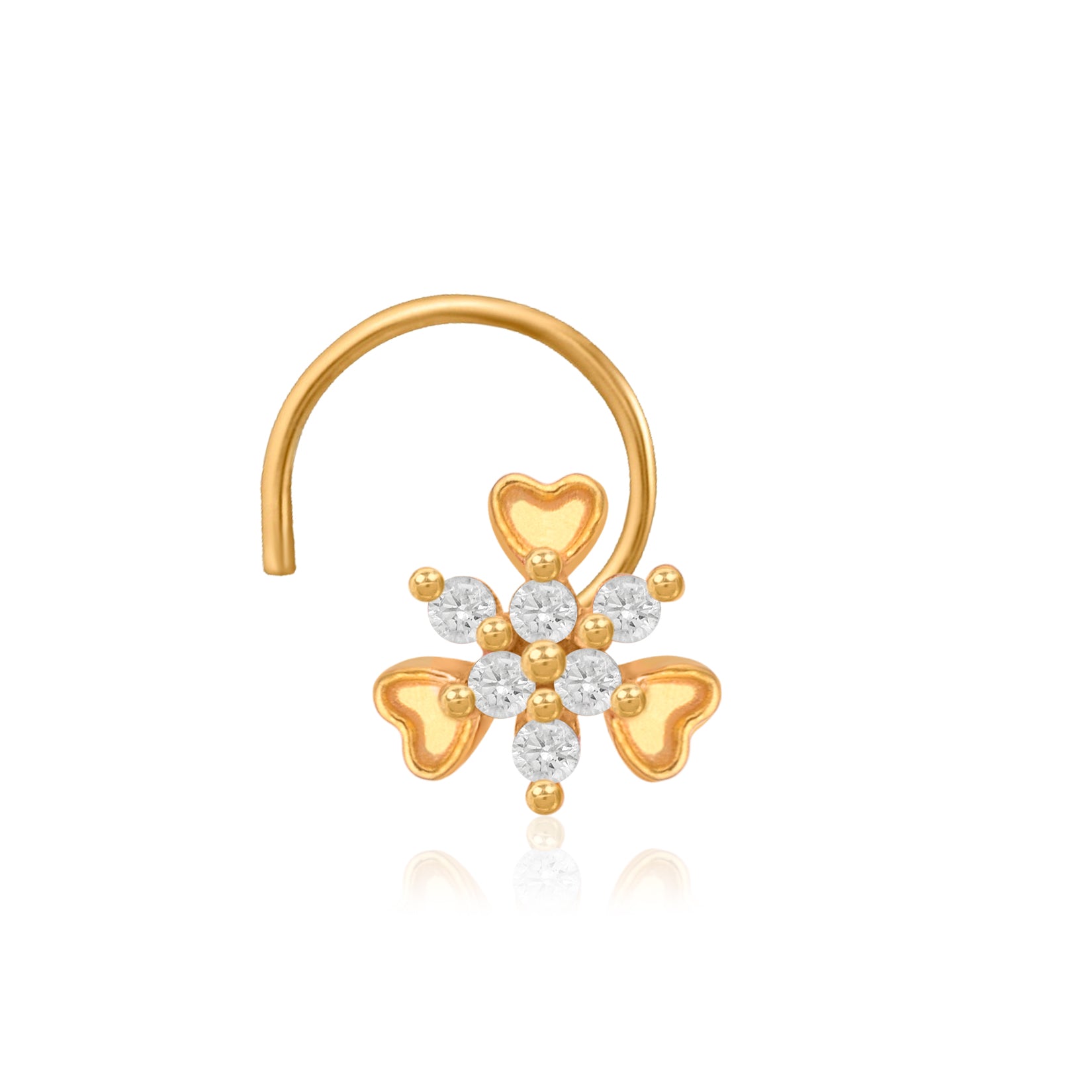 925 Sterling Silver Multi Stone Nose Pin – Gold Plated 925 Silver