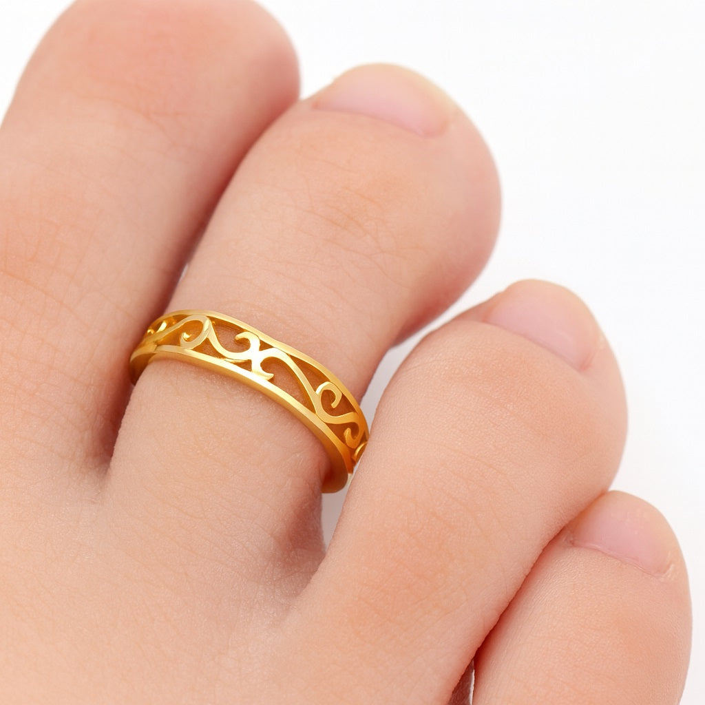 Adjustable Filigree Toe Ring - Sterling Silver