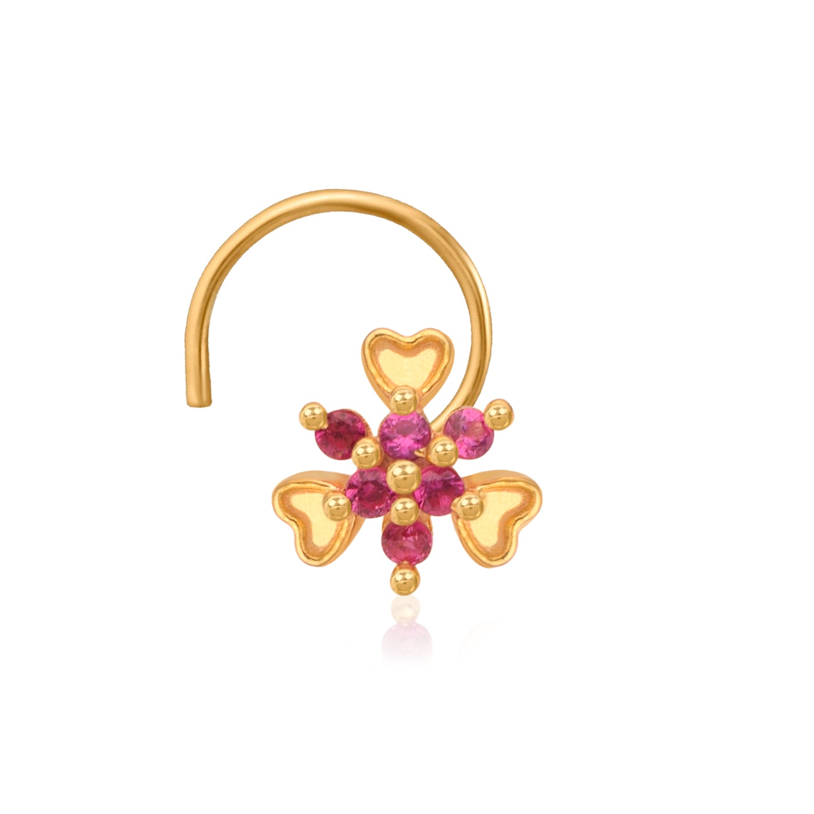 925 Sterling Silver Multi Stone Nose Pin – Gold Plated 925 Silver