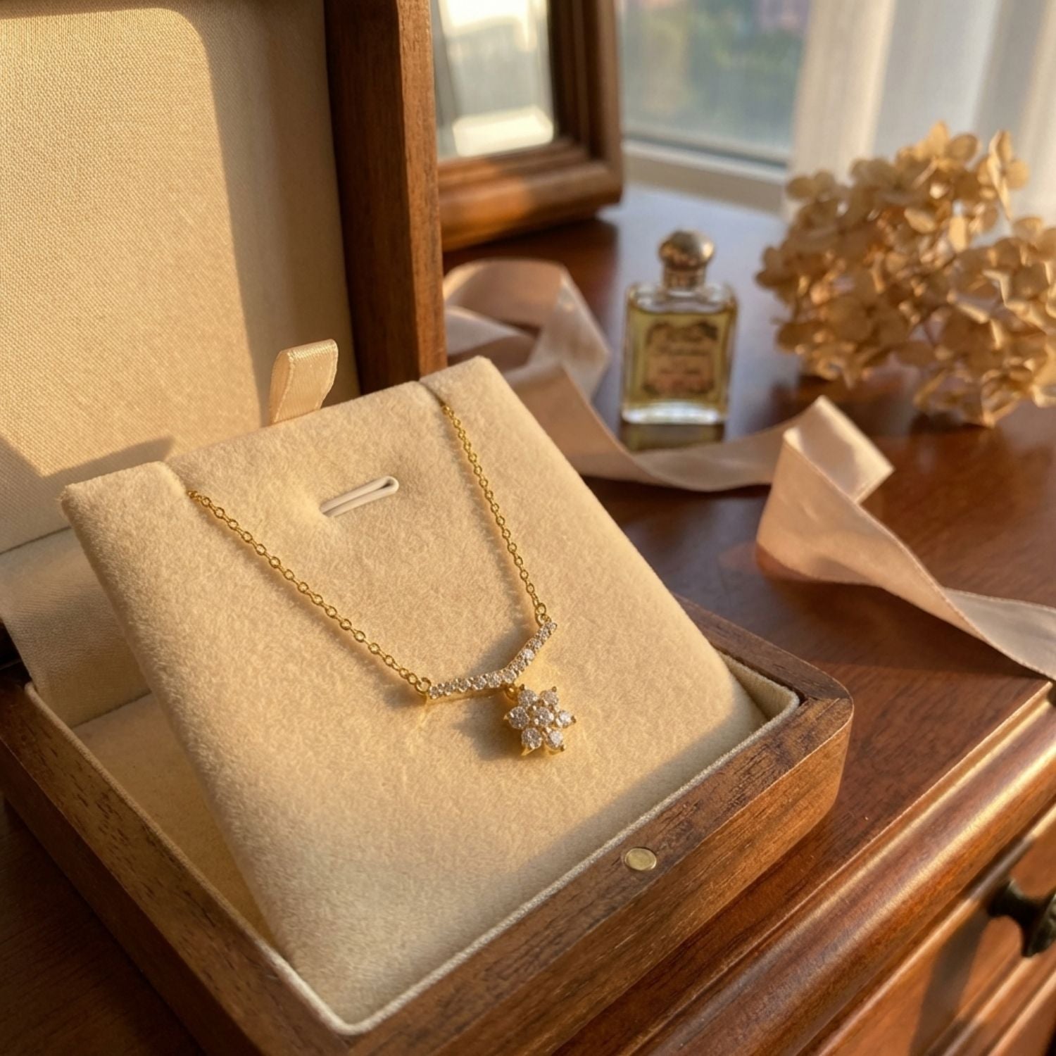 Floral V-Shape Mangalsutra – Sterling Silver Gold-Plated