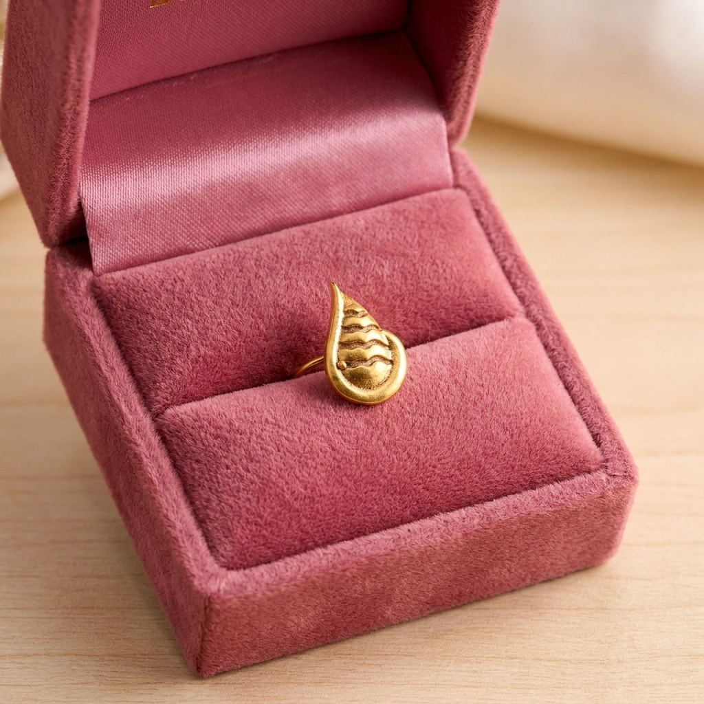 Engraved Textured Nature Leaf Nose Pin – 925 Sterling Silver Yellow Plated