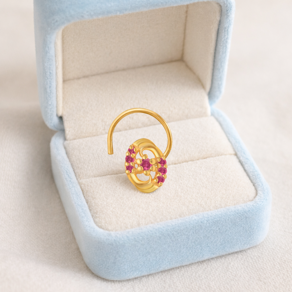 Multi Stone Nose Floral Nose pin – Gold Plated 925 Silver