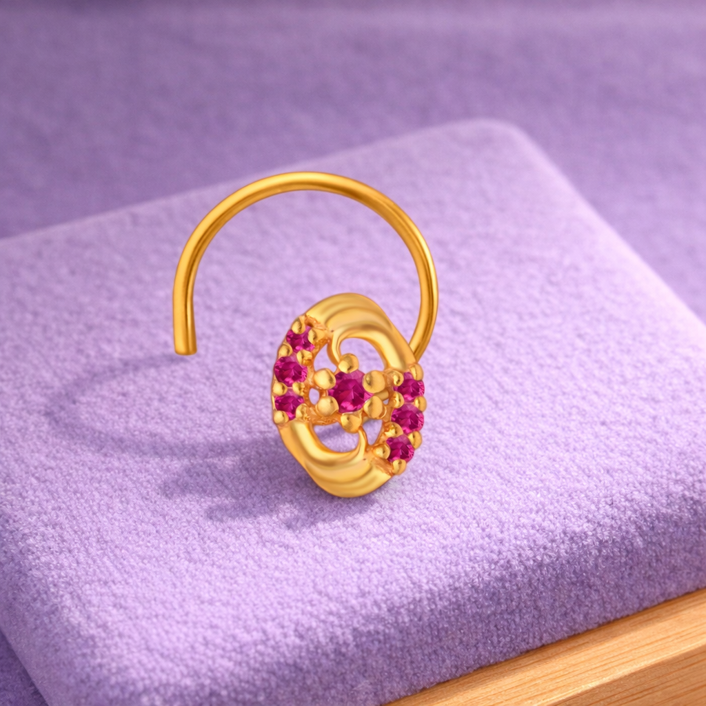 Multi Stone Nose Floral Nose pin – Gold Plated 925 Silver