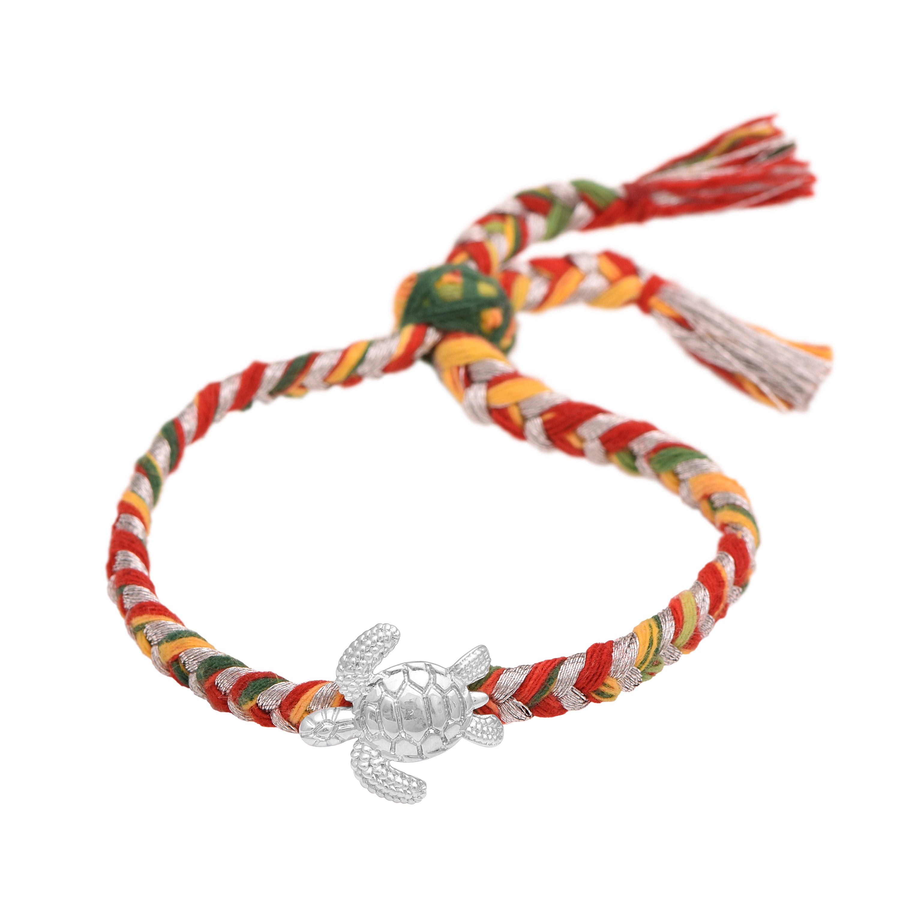 Turtle Charm Thread Rakhi Bracelet - Sterling Silver