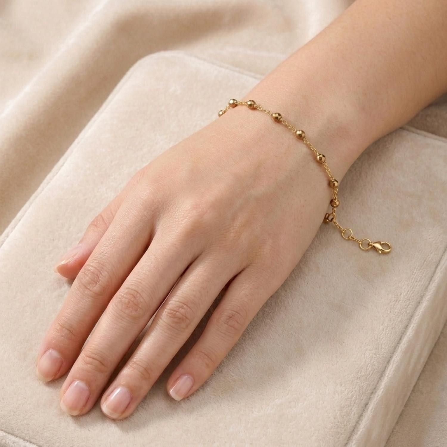 Faceted Bead Bracelet - 925 Silver Gold Plated