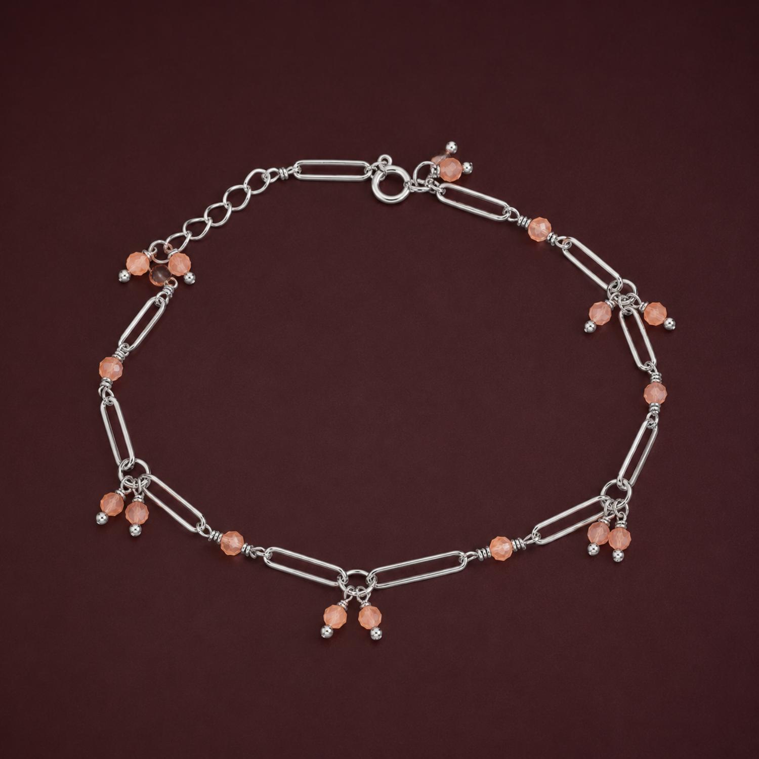 Crystal Charm Adjustable Bracelet   -  925 Sterling  Silver