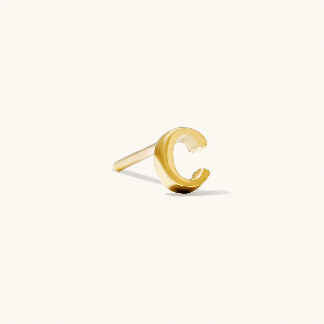 A to Z Initial Alphabet Studs Earrings – Sterling Silver Yellow Plated
