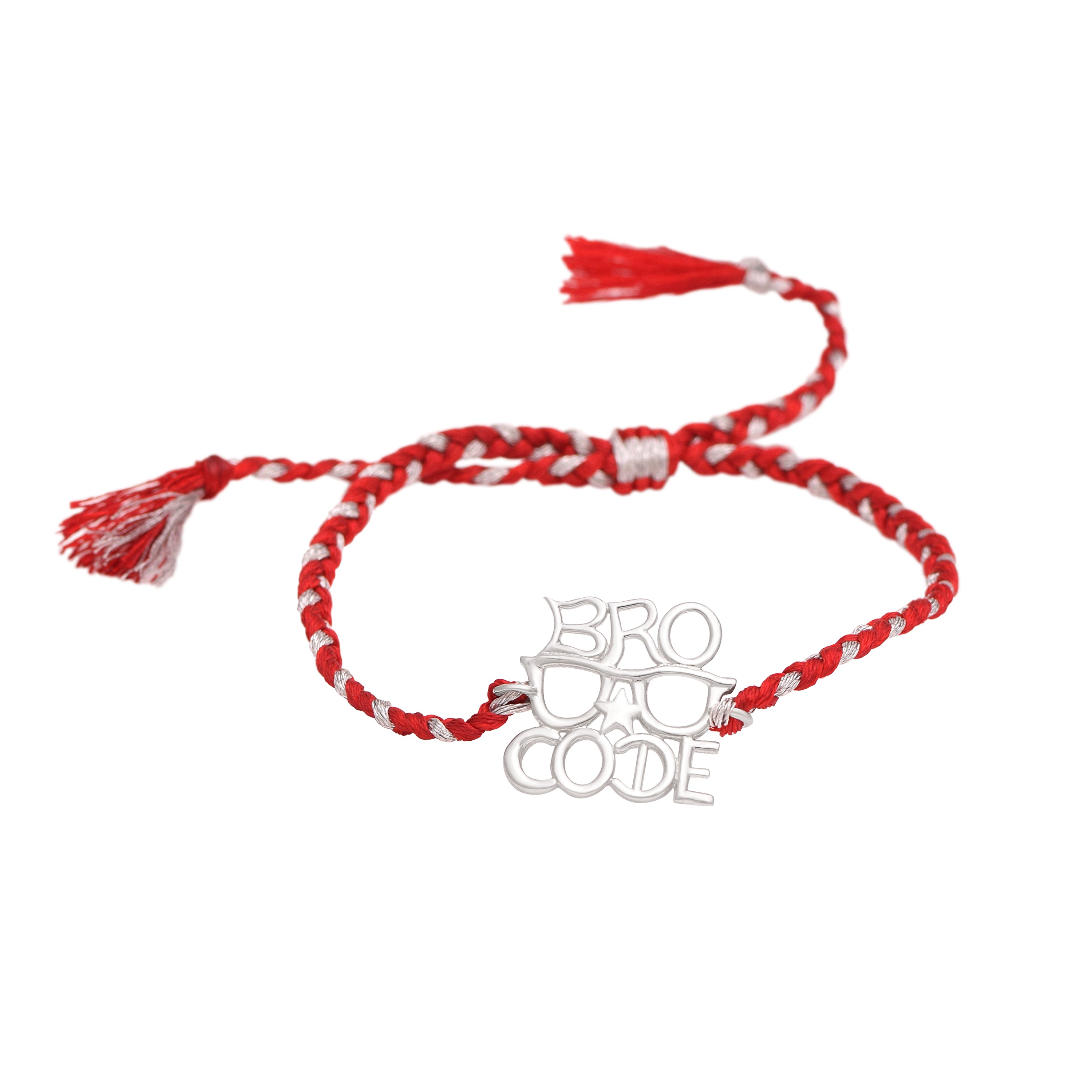 “BRO CODE” Thread Rakhi Bracelet - Sterling Silver