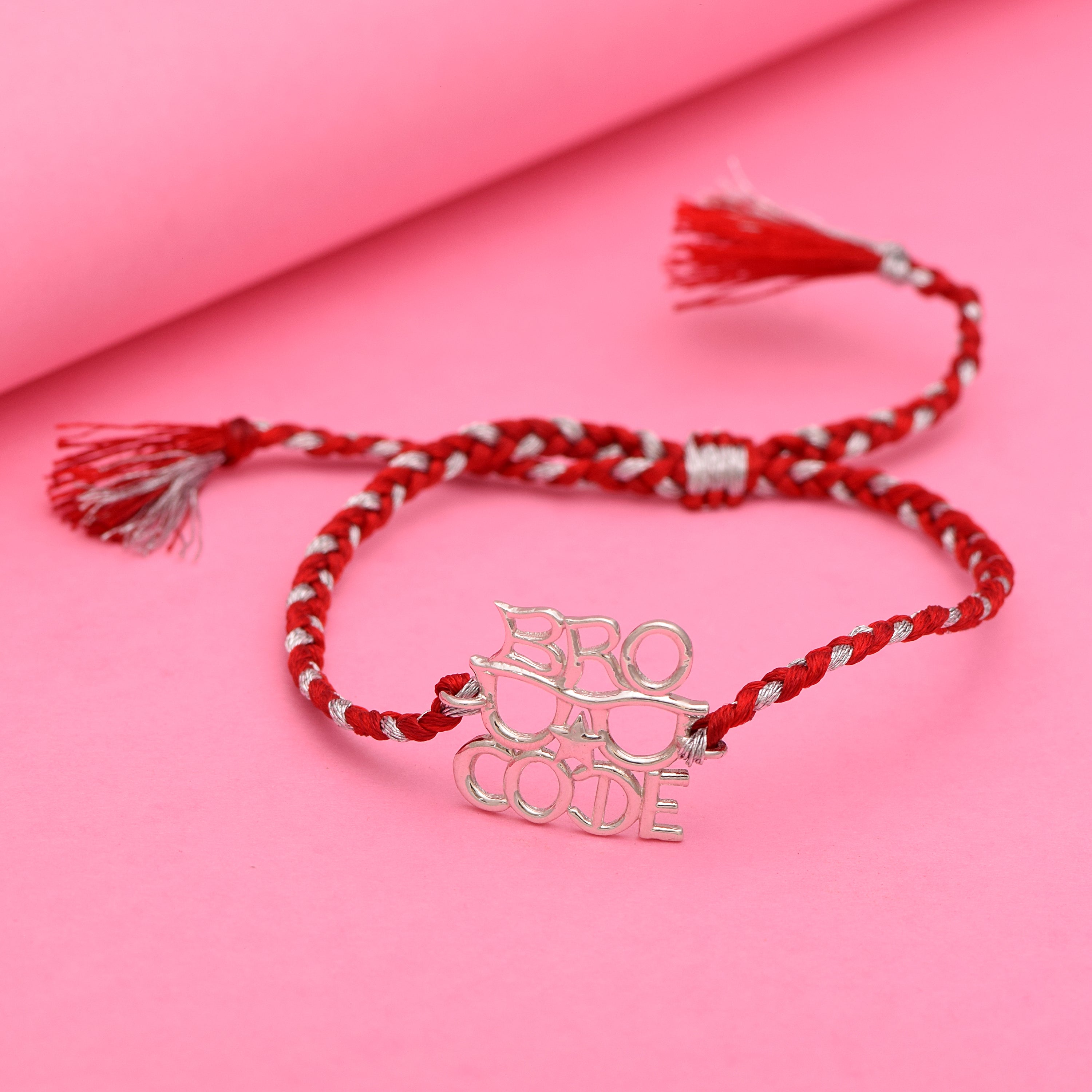 “BRO CODE” Thread Rakhi Bracelet - Sterling Silver