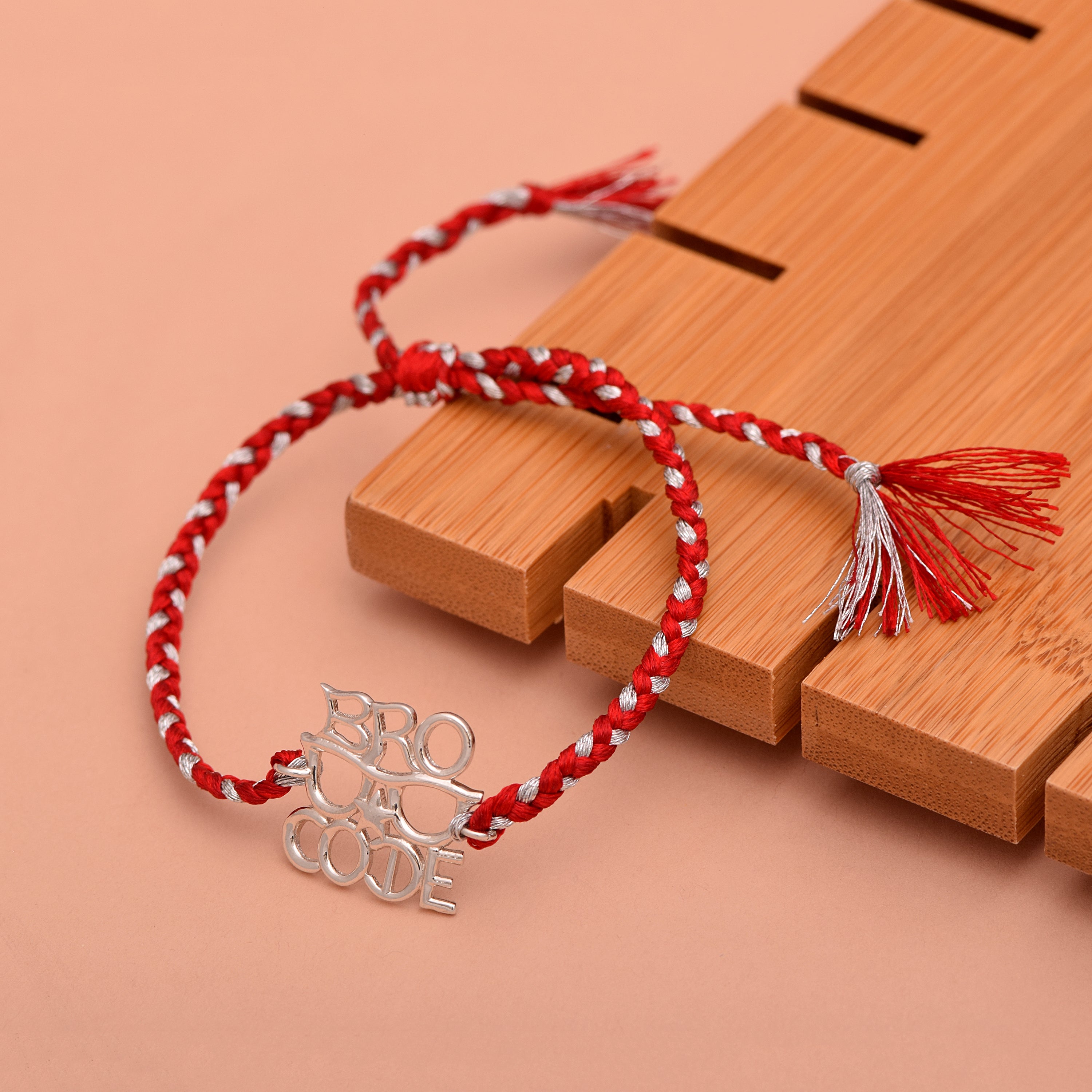 “BRO CODE” Thread Rakhi Bracelet - Sterling Silver